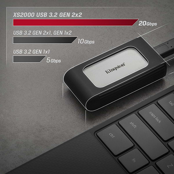 Фото - SSD-накопичувач зовнішній Kingston XS2000 1TB USB 3.2 Type-C 2x2 IP55 3D NAND (SXS2000/1000G)
