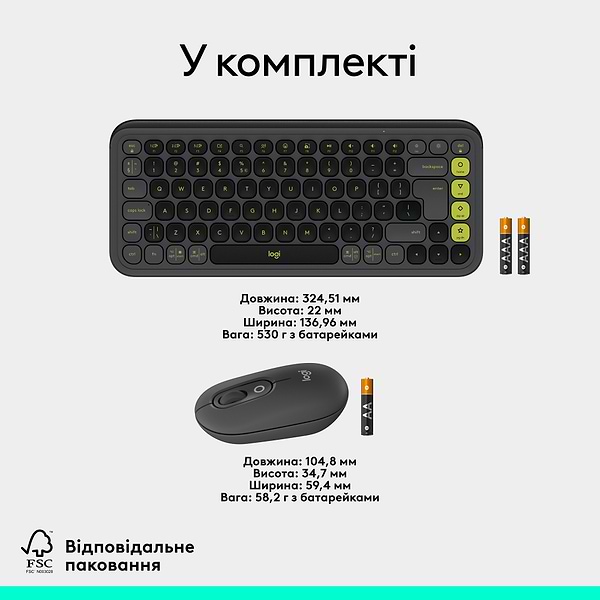 Фото - Клавиатура+мышь беспроводная Logitech POP Icon COMBO Graphite UKR (920-013156)