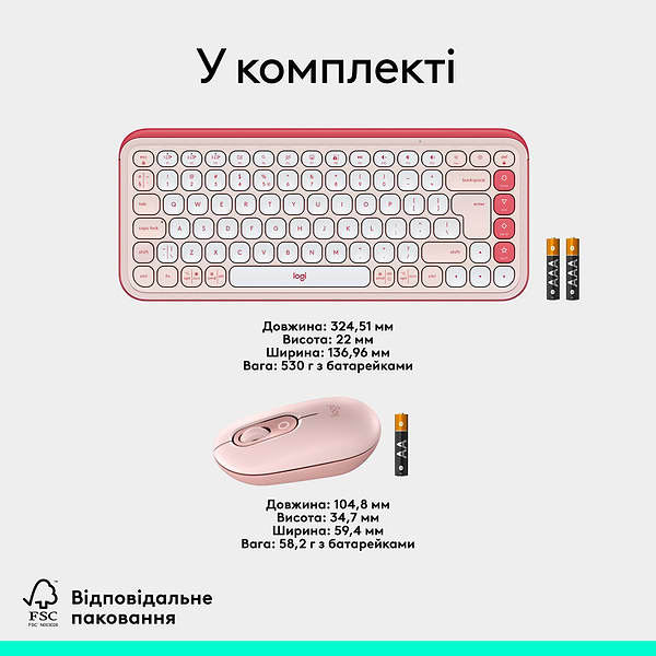 Фото - Клавиатура+мышь беспроводная Logitech Pop Icon Combo Rose (920-013142)