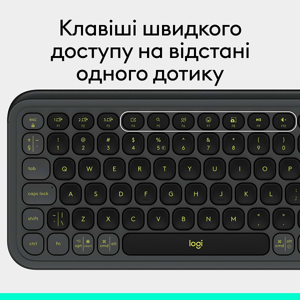 Фото - Клавіатура бездротова Logitech POP Icon Keys Graphite UKR (920-013157)