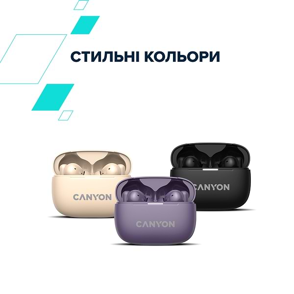 Фото - Наушники вкладыши беспроводные TWS Canyon OnGo TWS-10 ANC ENC Deep Black (CNS-TWS10B)