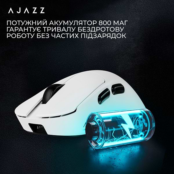 Фото - Миша бездротова ігрова Ajazz AJ179 v2 max white-3 Model-Pixart 3311 (AJ179-V2-MAX-W)