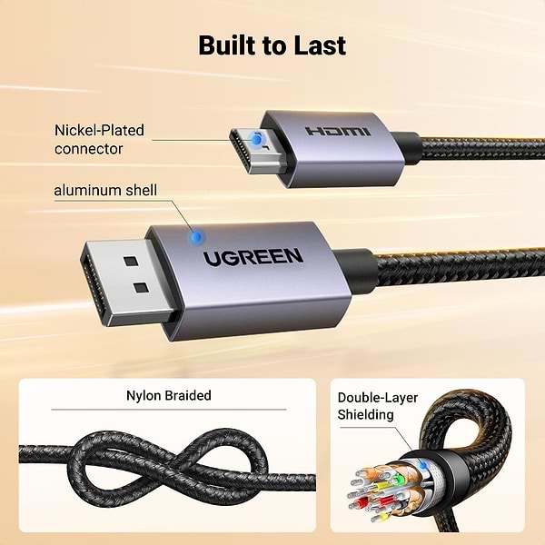 Фото - Кабель UGREEN DP125 DisplayPort to HDMI 2.0 4K@30Hz 3m Black (35843)