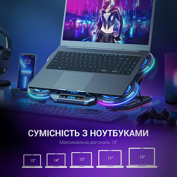 Фото - Підставка під ноутбук охолоджуюча GamePro CP1450 Black