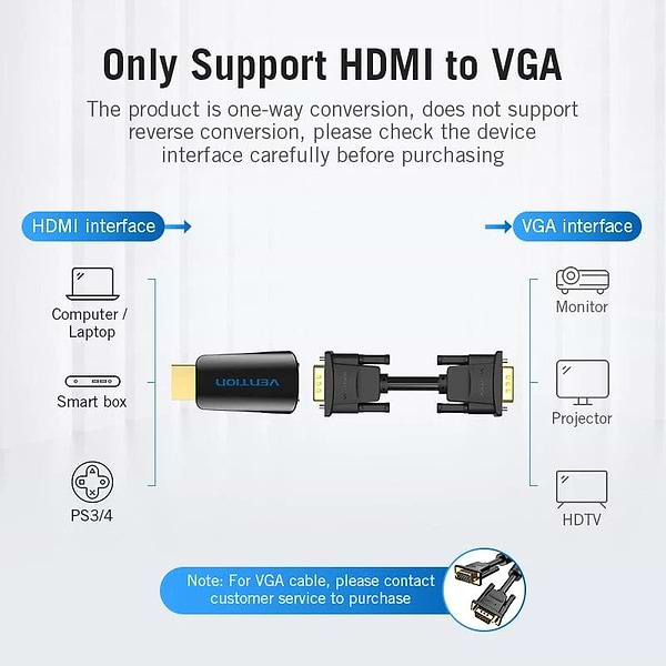 Фото - Переходник HDMI Vention HDMI M VGA F (AIDB0)