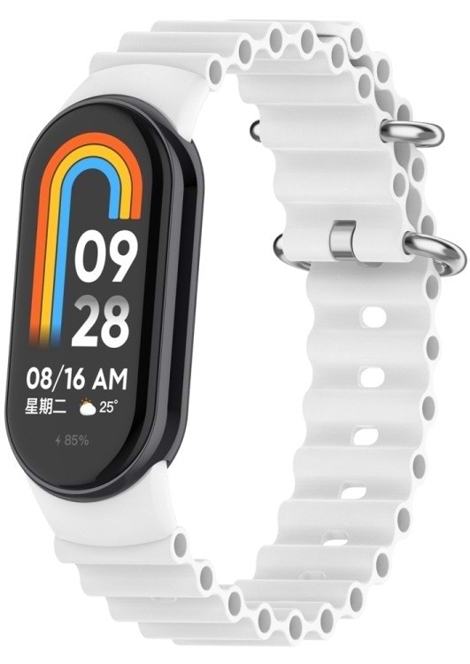 Фото - Ремінець для фітнес-браслету BeCover Wave Style for Xiaomi Mi Smart Band 8 / 9 / 10 White (714362)