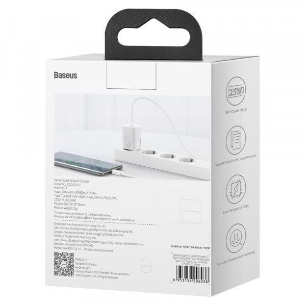 Фото - Мережевий зарядний пристрій Baseus 1xUSB 25W USB-C (CCSP020102)