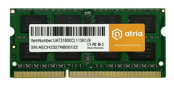 Фото - Память DDR ATRIA SO-DIMM DDR3 8/1600 (UAT31600CL11SK1/8)