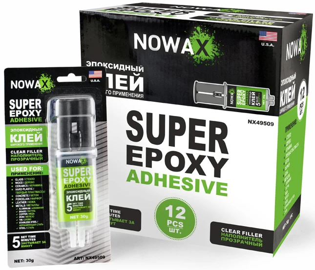 Клей для авто NOWAX SUPER EPOXY ADHESIVE 30 г, прозрачный (NX49509)