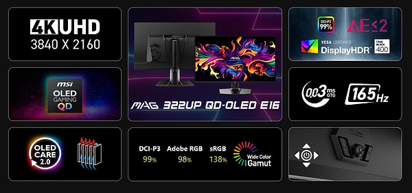 Фото - Монітор ігровий MSI MAG 322UP QD-OLED E16