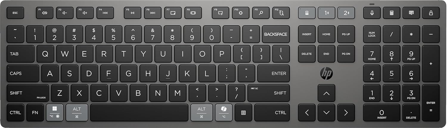 Клавіатура бездротова HP 720 Multi-Device Rechargeable, 109key, WL/BT, EN/UK Black (9T5B1AA) - Фото 1