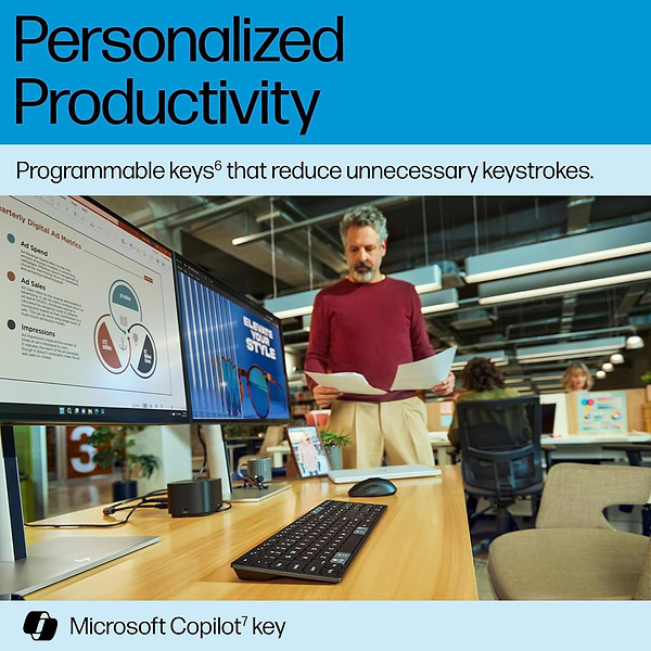 Фото - Клавиатура беспроводная HP 720 Multi-Device Rechargeable, 109key, WL/BT, EN/UK Black (9T5B1AA)