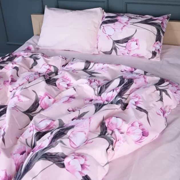 Комплект постільної білизни MirSon Бязь 17-0744 Pink Tulips 175х210 см (2200010845303)