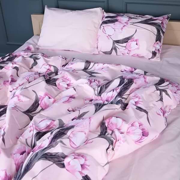 Фото - Комплект постільної білизни MirSon Бязь 17-0744 Pink Tulips 175х210 см (2200010845303)