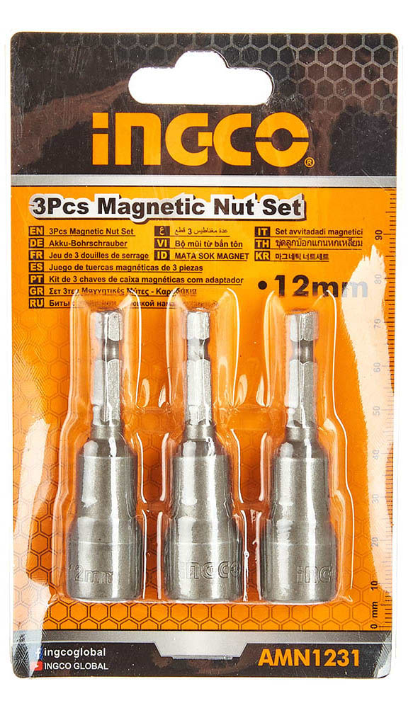 Набір торцевих голівок INGCO 12 мм 1/4" 65 мм 3 шт. (AMN1231)