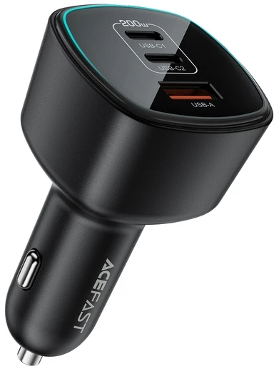Автомобильное зарядное устройство AceFast B18 200W(2USB-C+USB-A) fast car charger Black (6974316285953)