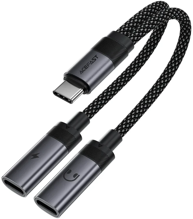 Перехідник AceFast J14 USB-C 2-in-1 Black (6974316285823)