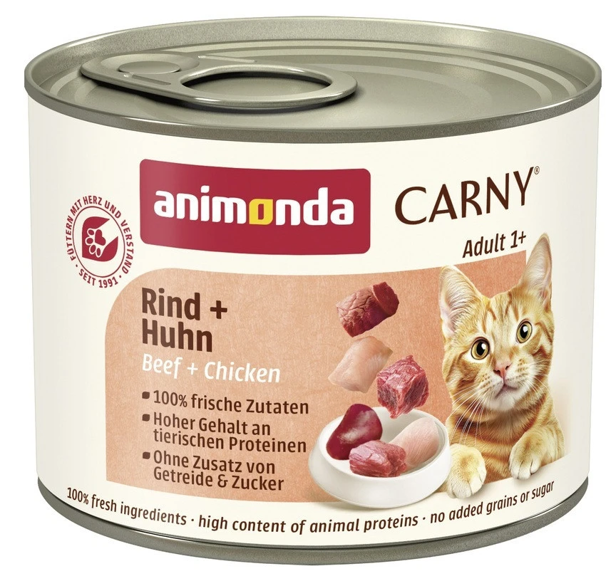 Паштет для котів Animonda Carny Adult Beef Chicken для дорослих з яловичиною та куркою 200г (4017721837033)