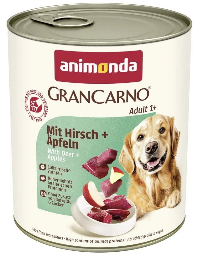 Вологий корм для собак Animonda GranCarno Adult Deer with Apple з олениною і яблуком 800 г (4017721824842)