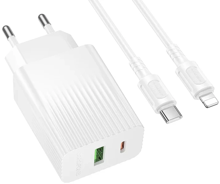 Сетевое зарядное устройство BOROFONE BAS76A Source PD30W+QC3.0 charger set(C to iP) White (6941991122903)
