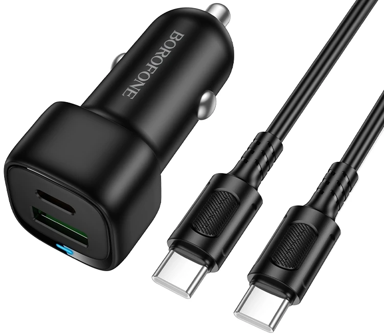 Автомобильное зарядное устройство BOROFONE BZ34B Cloud PD38W(1C1A) set(C to C) Black (6941991122415)