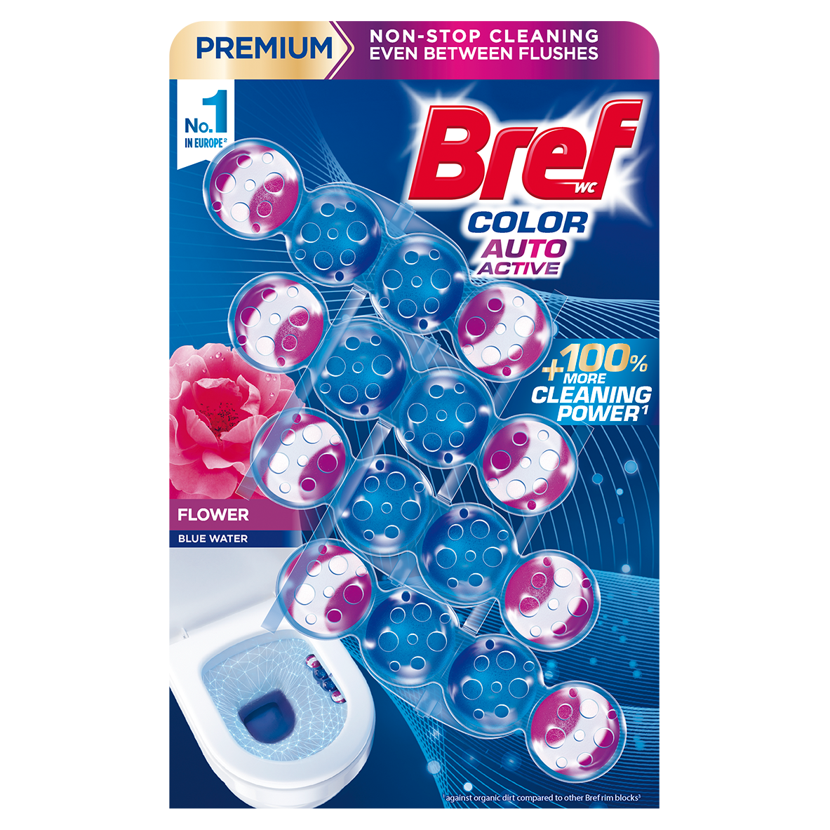 Туалетный блок Bref Цветная вода Цветочная Свежесть Квадропак 4*50 г