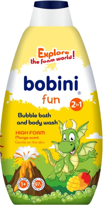 Пена для ванны детская Bobini 2 в 1 Манго 500 мл 1+ (42788)