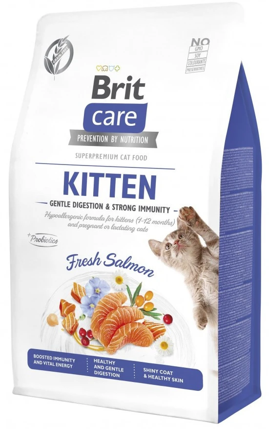 Сухий корм для котів Brit Care Cat Grain Free Kitten Gentle Digestion Strong Immunity для кошенят для міцного імунітету з лососем 400 г (8595602565030)
