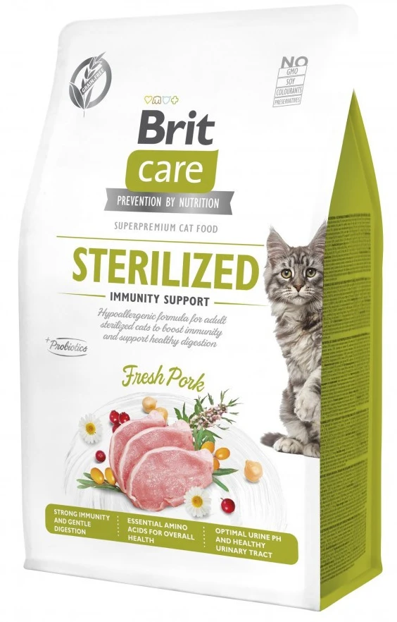 Сухий корм для котів Brit Care Cat Grain Free Sterilized Immunity Support для підтримки імунітету зі свининою 400 г (8595602565061)