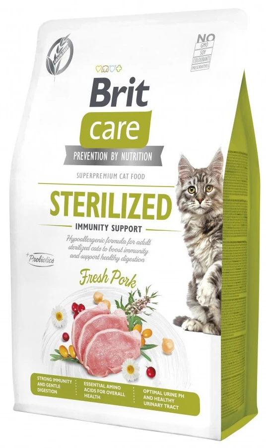 Сухий корм для котів Brit Care Cat Grain Free Sterilized Immunity Support для підтримки імунітету зі свининою 2 кг (8595602565078)
