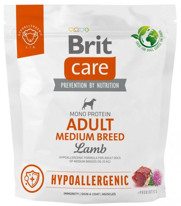 Сухой корм для собак Brit Care Dog Hypoallergenic Adult Medium Breed с ягненком 1 кг (8595602559039)
