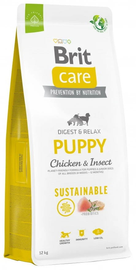 Сухой корм для собак Brit Care Dog Sustainable Puppy для щенков с курицей и насекомыми 12 кг (8595602558629)