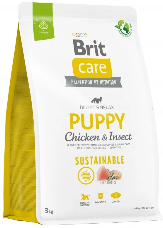 Сухой корм для собак Brit Care Dog Sustainable Puppy для щенков с курицей и насекомыми 3 кг (8595602558636)