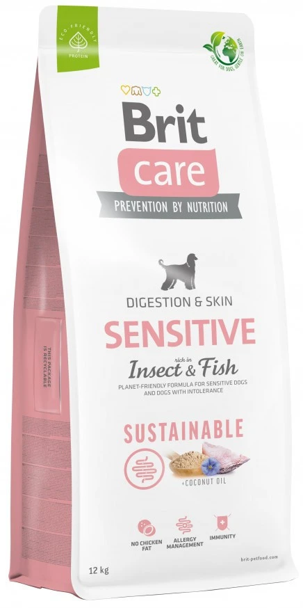 Сухой корм для собак Brit Care Dog Sustainable Sensitive з чутливим травленням з рибою та комахами 12 кг (8595602559190)