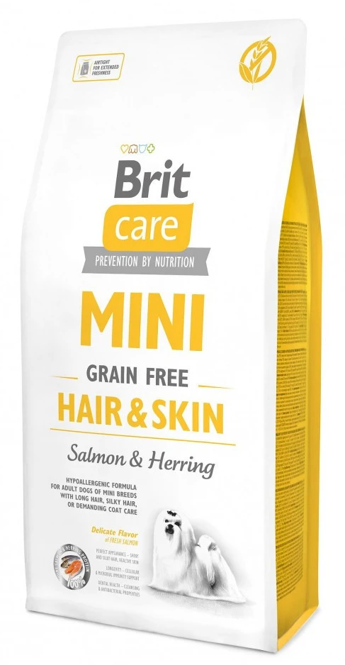 Сухий корм для собак Brit Care Grain Free Mini Hair Skin з лососем та оселедцем 7 кг (8595602520244)