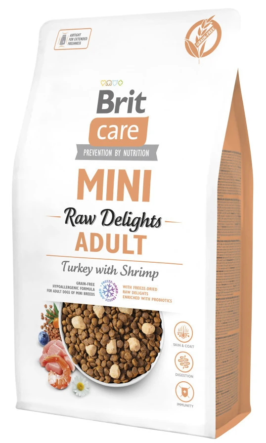 Сухой корм для собак Brit Care Mini Raw Delights Turkey with Shrimp индейка с креветкой 2 кг (8595602571321)