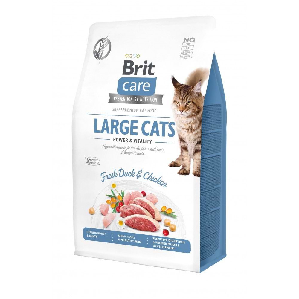 Сухий корм Brit Care для кішок великих порід з качкою та куркою 0.4 кг (8595602540921)