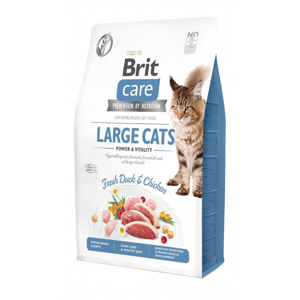 Сухий корм Brit Care для кішок великих порід з качкою та куркою 2 кг (8595602540914)