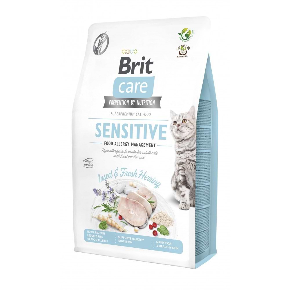 Сухий корм Brit Care для кішок гіпоалергенний на рибі та комах 2 кг (8595602554218)