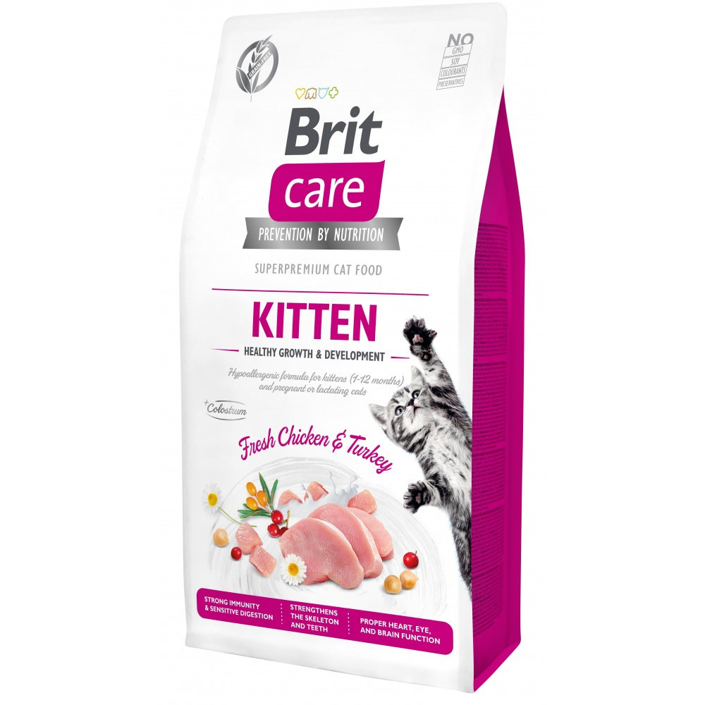 Сухий корм Brit Care для кошенят здоровий ріст та розвиток з куркою та індичкою 7 кг (8595602540662)