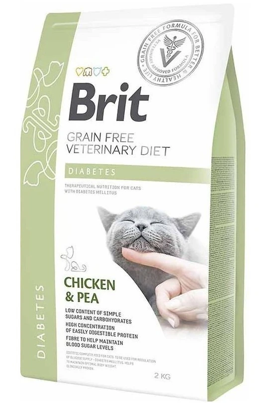 Сухий корм Brit VetDiets GF для кішок дорослих при діабеті і гіперглікемії c куркою та горохом 2 кг (8595602528523)