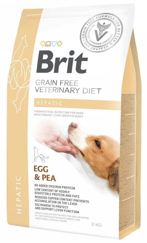Сухий корм для собак Brit VetDiets Grain Free VetDiet Dog Hepatic з хворобою печінки з яйцем горохом бататом та гречкою 2 кг (8595602528165)