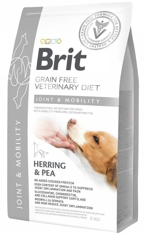 Сухий корм для собак Brit VetDiets Grain Free VetDiet Dog Mobility для здоров'я суглобів з оселедцем лососем горохом та гречкою 2 кг (8595602528257)