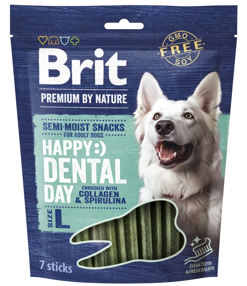Ласощі для собак Brit Premium Dental Snacks L великих порід з колагеном і спіруліною 250г (8595602573967)