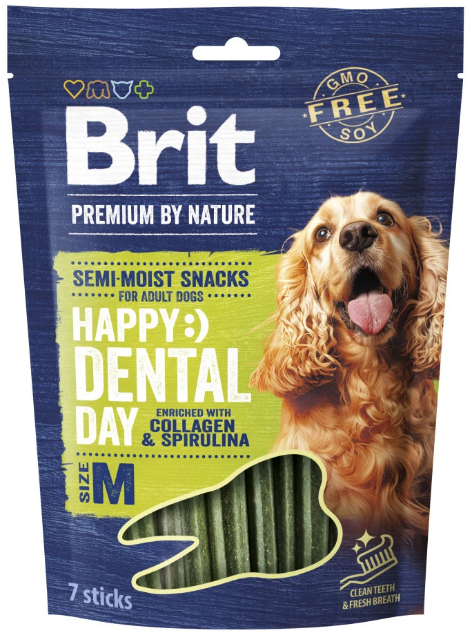Ласощі для собак Brit Premium Dental Snacks M середніх порід з колагеном і спіруліною 180г (8595602573950)