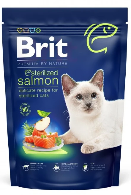 Сухий корм для котів Brit Premium by Nature Cat Sterilized Salmon для стерилізованих з лососем 800 г (8595602553099)