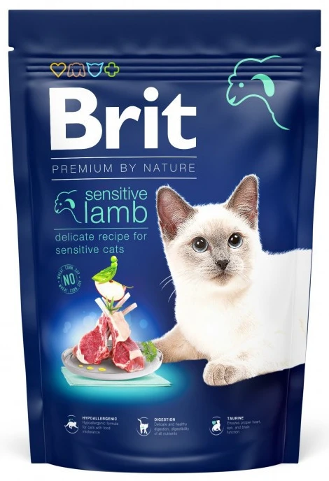 Сухий корм Brit Premium by Nature для котів з чутливим травленням з ягням 1.5 кг (8595602553181)