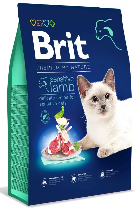 Сухий корм Brit Premium by Nature для котів з чутливим травленням з ягням 8 кг (8595602553266)