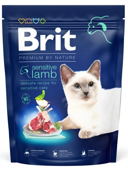 Сухий корм Brit Premium by Nature для котів з чутливим травленням з ягням 300 г (8595602553020)