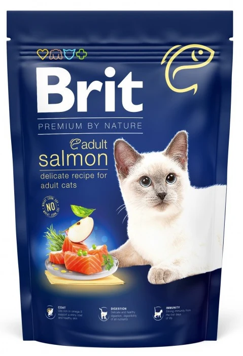 Сухий корм Brit Premium by Nature для дорослих котів з лососем 1.5 кг (8595602553136)